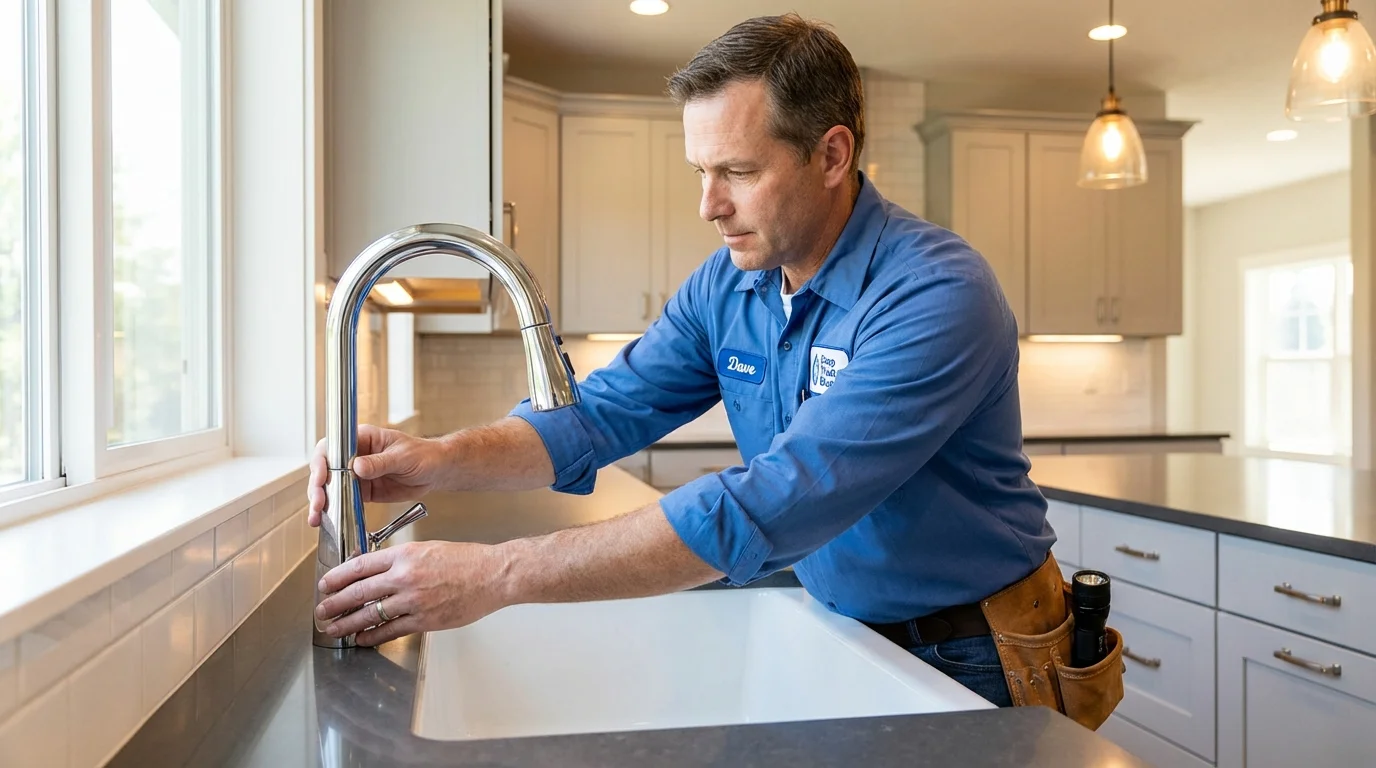Kitchen faucet installation by Johns Plumbing LLC in North Granby